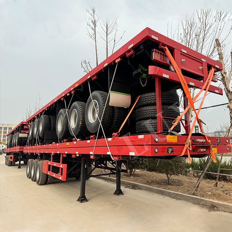 flatbed semi trailer    Contai