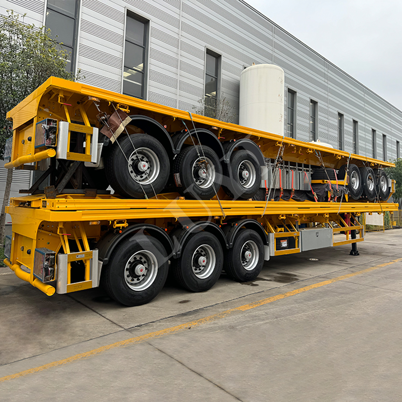 THREE-AXLE FLATBED SEMI-TRAILER CONTAINE