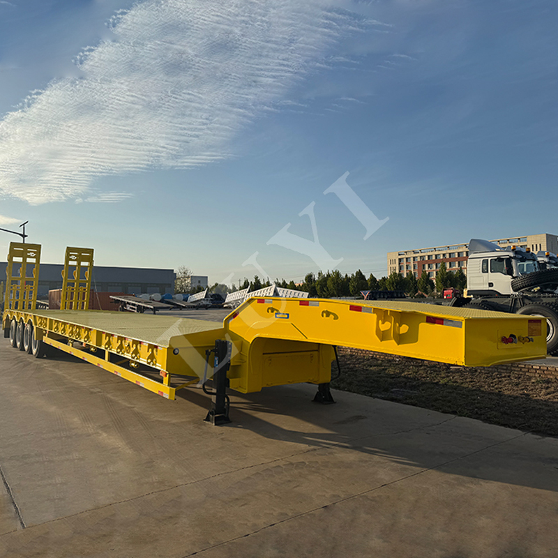 Africa custom 4 axis low flat semi-trailer transport 80 tons