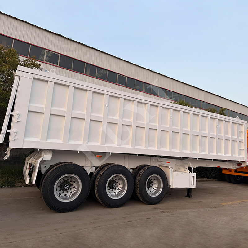 60-ton rectangular 3-axle rear tip-over semi trailer