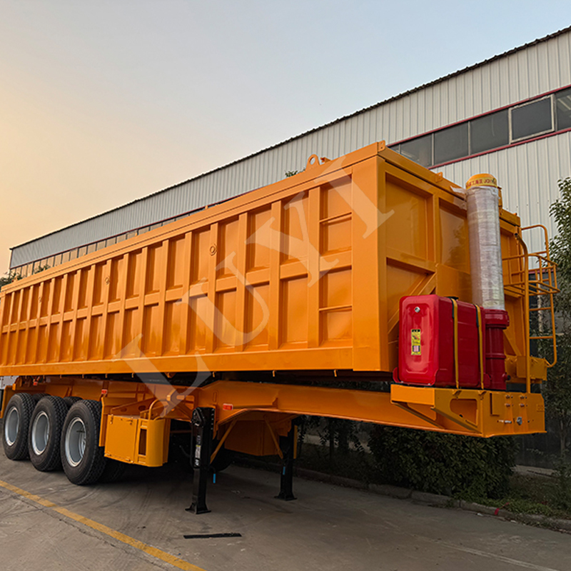 60-ton rectangular 3-axle rear tip-over semi trailer