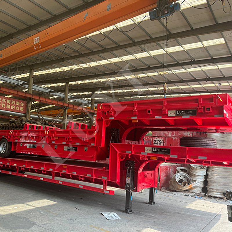 6 axle red low flat semi-trailer