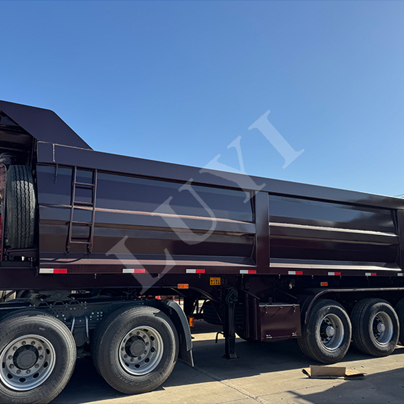 Three axis rectangular back turn can transport 80 tons DUTY DUMP TRAILER FOR LARGE MINING PROJECT