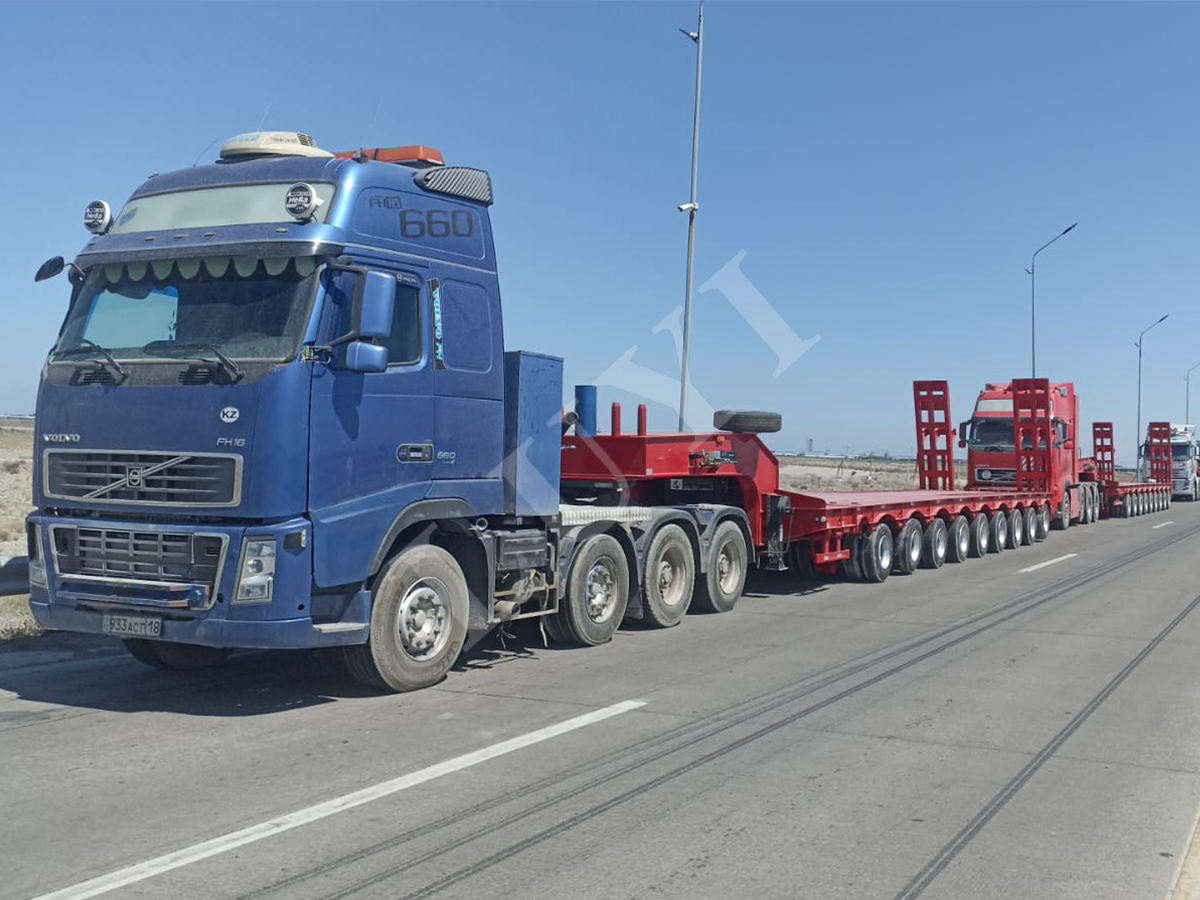 9 line 18 axle can be lifted lowbed semi trailer sent to Kazakhstan