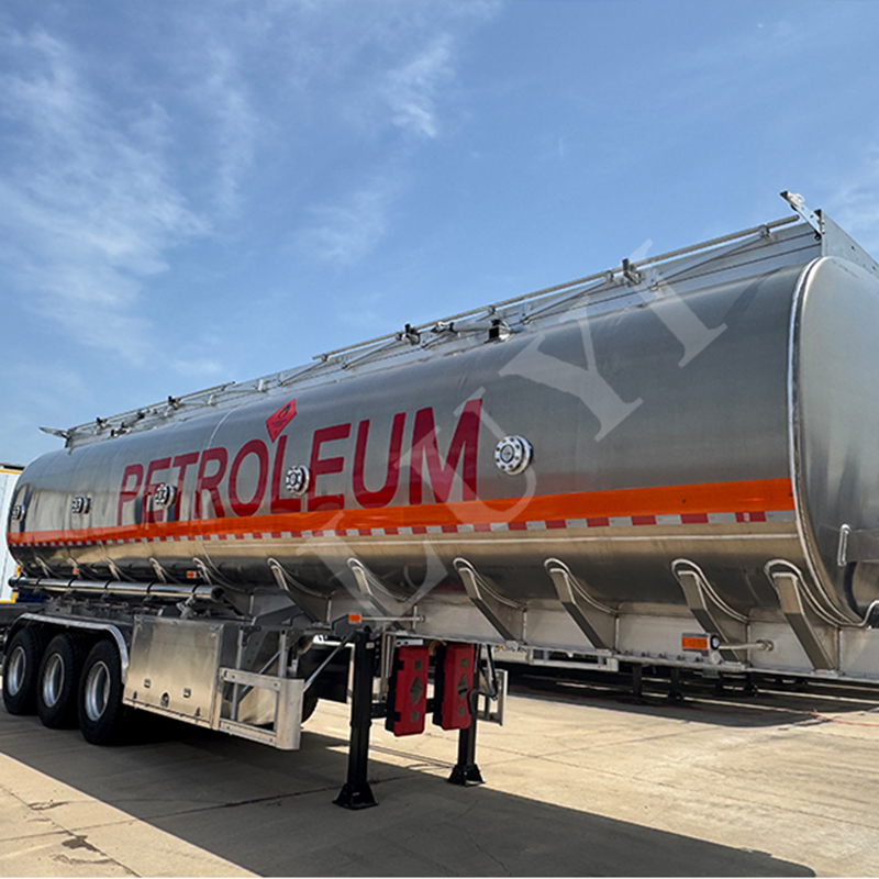 3 axle 40000 liter 45000 liter 5 bin all aluminum oil tank semi trailer