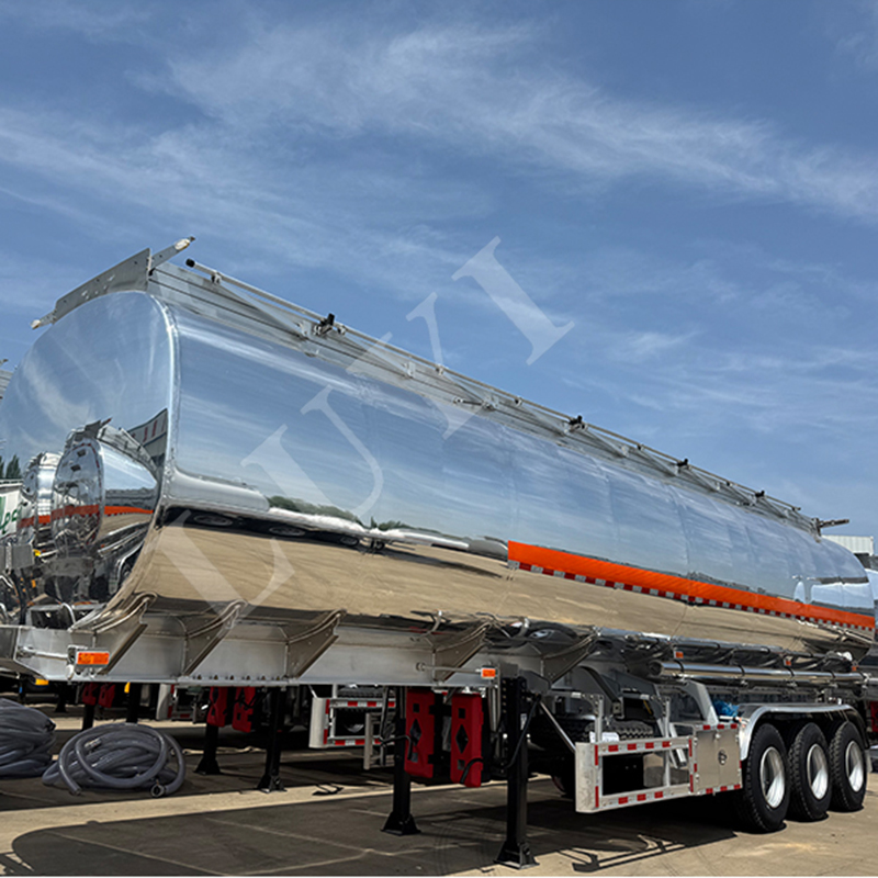 3 axle 5 bin fuel tank semi trailer all aluminum polishing of the tank body surface oil tank semi tr