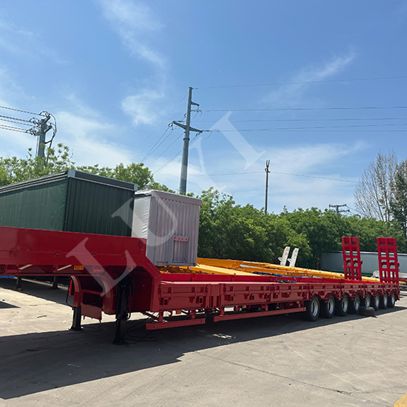 80-100 ton 17-meter extendable 8-axle lowbed semi-trailer