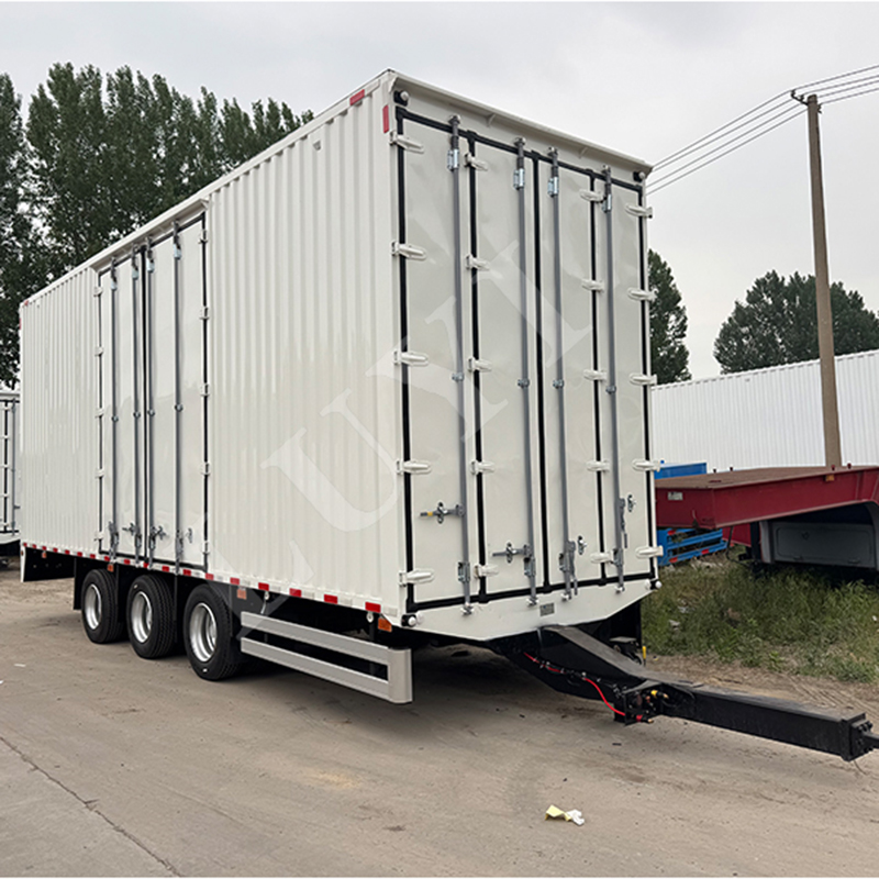  3 Axles 70 CBM  Full Trailer Drawbar Van Box Trailer for Kazakhstan
