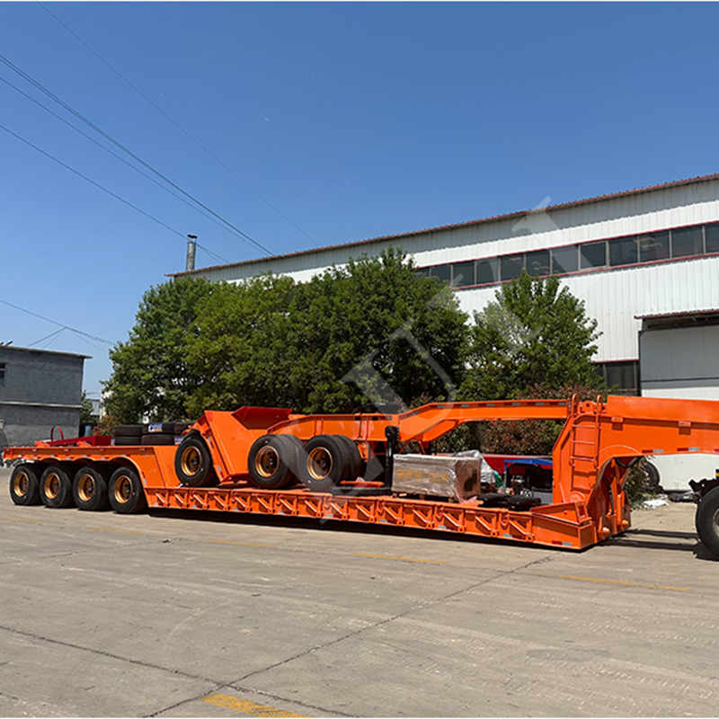 4 axle 100ton Detachable Gooseneck Lowbed Semi Trailer with Dolly