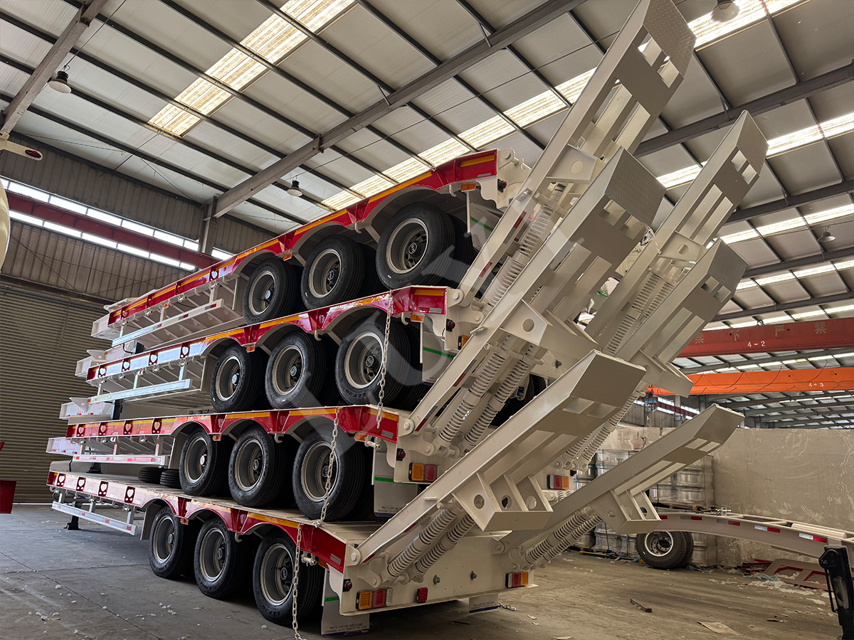 3 axle gooseneck lowbed semi-trailer shipped to Nigeria