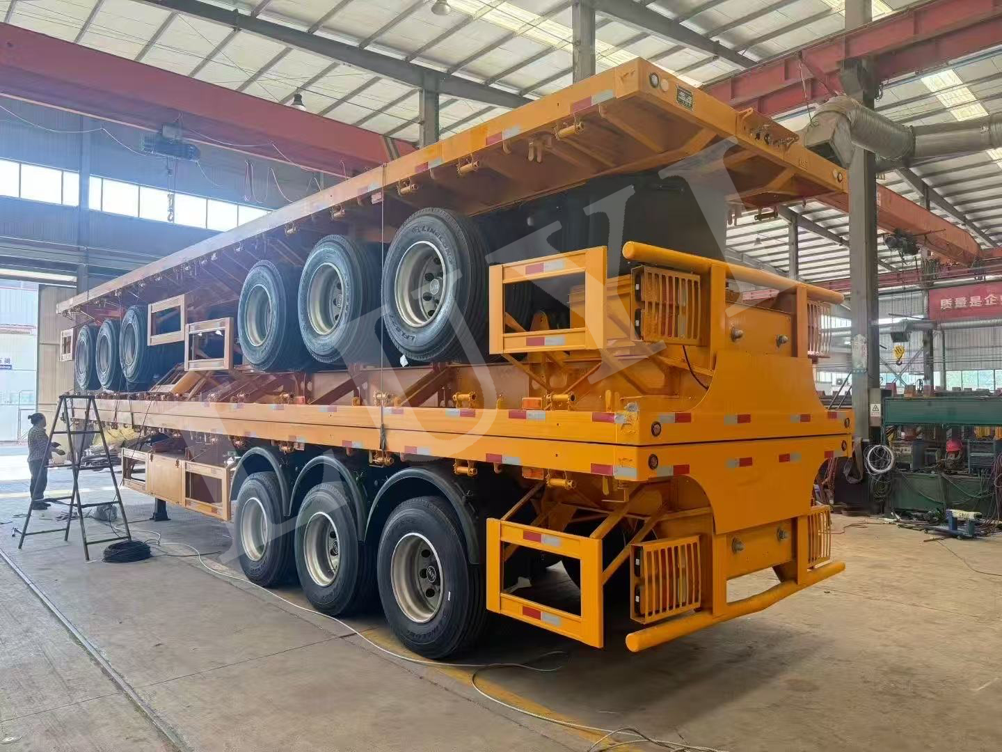Three axles flatbed semi trailers shipped to Ecuador