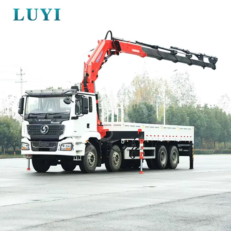 Shacman Delong 8x4 Truck Mounted Crane Cargo Truck With Folding Crane Heavy Duty Knuckle Boom Hydrau