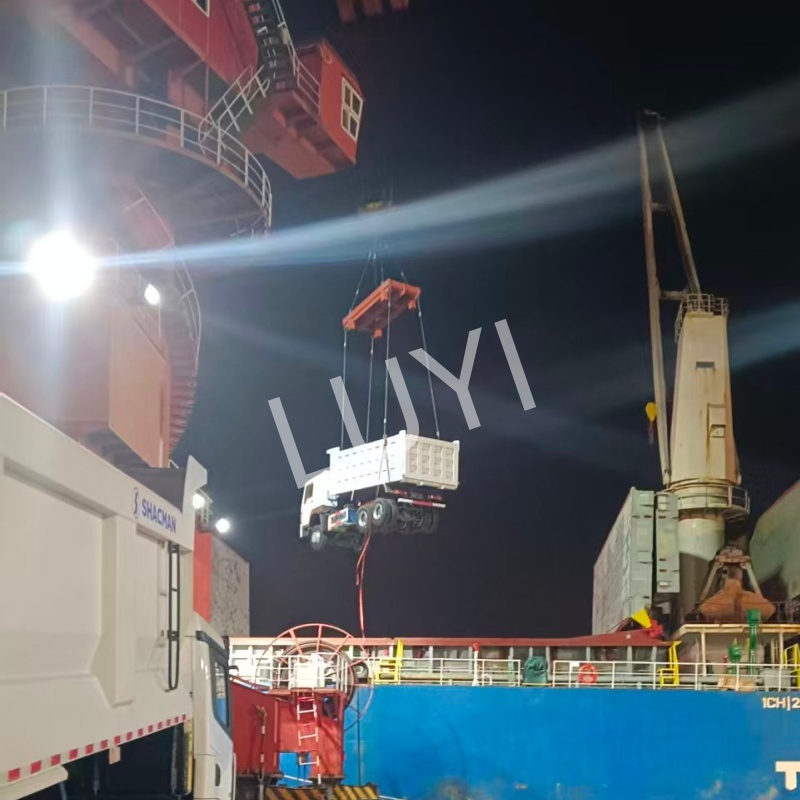 Two HOWO 8×4 dump trucks loaded on board for Lebanon